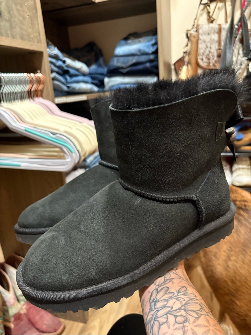 UGG Black Shearling-Lined Boot Interior with Label
